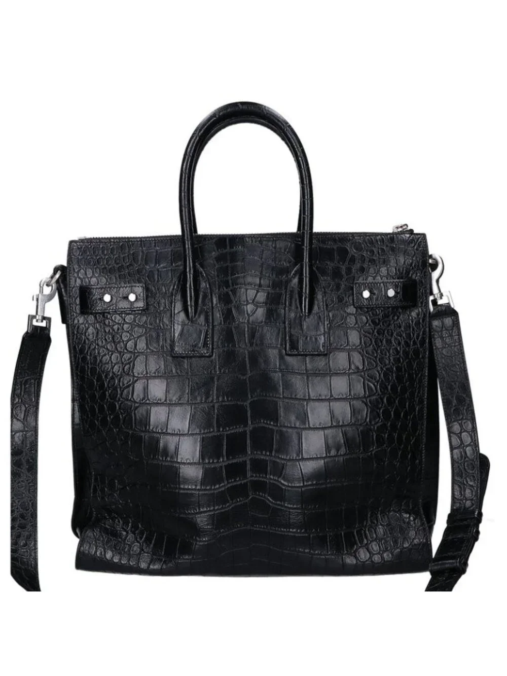 Saint Laurent Paris Black Croc Sack Shoes 2-Way Bag - Picture 3 of 7